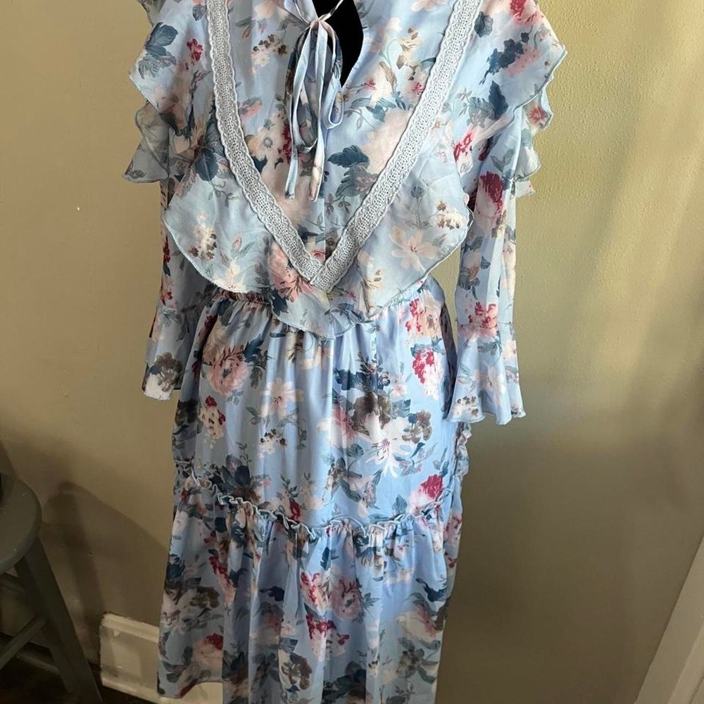 Blue Floral Renaissance Era Dress